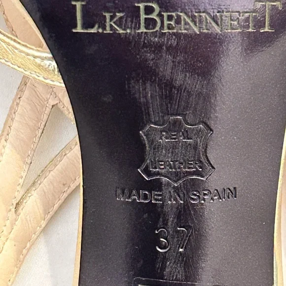 L.K. Bennett Gold Strappy Feria Heels Size‎ EU 37 - Picture 5 of 14